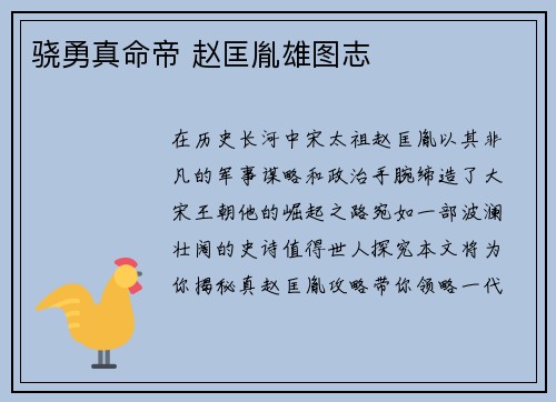 骁勇真命帝 赵匡胤雄图志